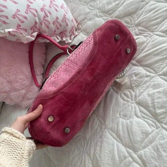 🌺🩷 💖 Y2K Coach Barbie Pink Monogram Satchel Bag 💖 🤎🌆