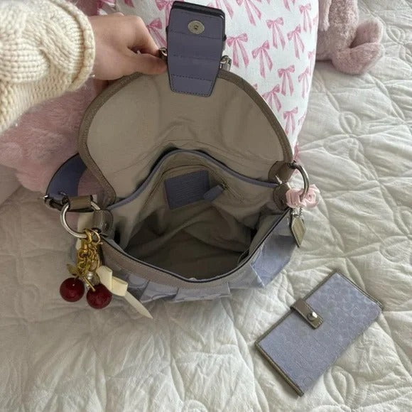 🌺🩷 💜 Y2K Coach Lavender Purple Soho Signature “C” Monogram Large Purse/Shoulder Bag 💜 🤎🌆