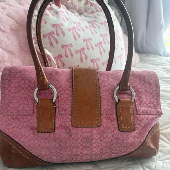 🌺🩷 💖 Y2K Pink Coach Monogram Satchel Bag 💖 🤎🌆