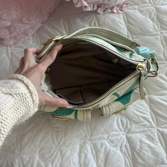 🌺🩷 💚 Y2K Coach Legacy Mandy Green Signature Shoulder Bag (Special Edition) 💚 🤎🌆