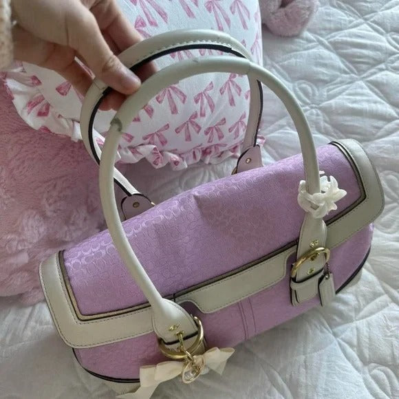 🌺🩷 💖 Y2K Pink Coach Signature Soho Satchel Bag w/ Gold Hardware 💖 🤎🌆