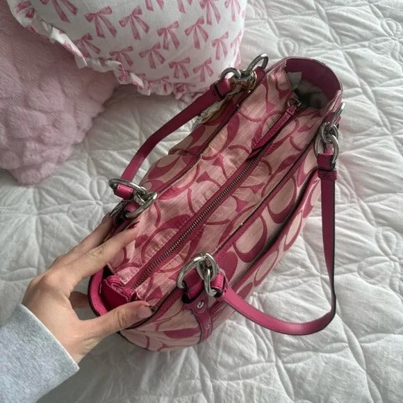 🌺🩷 💖 Y2K Coach Barbie Pink Monogram Tote Bag 💖 🤎🌆