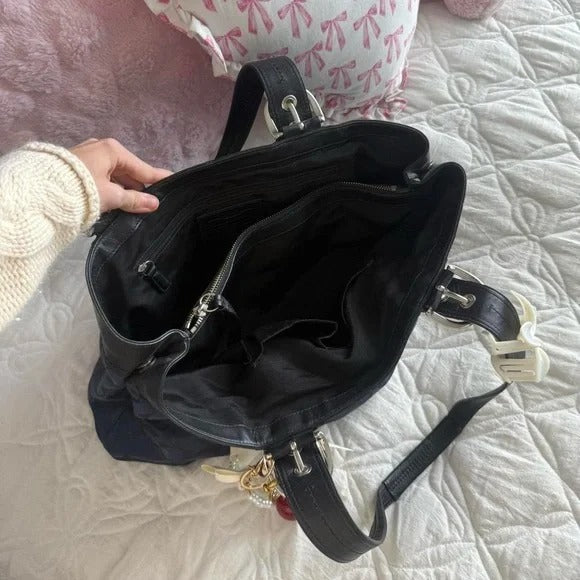 🌺🩷 💙 Y2K Coach SoHo Blue Monogram Glittery/Shimmery Large Tote Bag/Purse 💙 🤎🌆