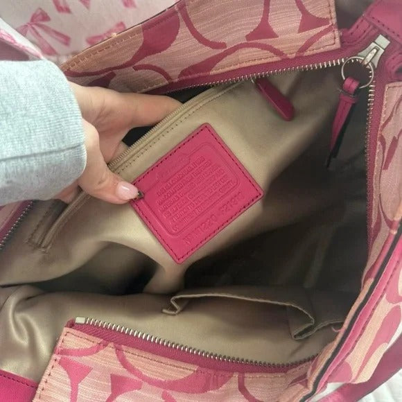 🌺🩷 💖 Y2K Coach Barbie Pink Monogram Tote Bag 💖 🤎🌆