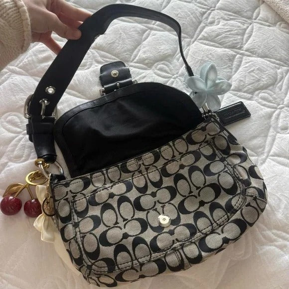 🌺🩷 🖤Y2K Coach Grey &amp; Black Soho Monogram Purse/Bag🖤 🤎🌆