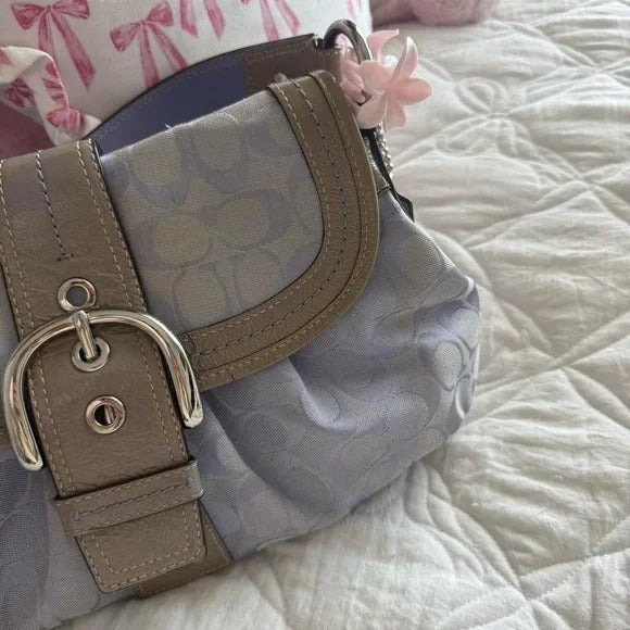 🌺🩷 💜 Y2K Coach Lavender Purple Soho Signature “C” Monogram Large Purse/Shoulder Bag 💜 🤎🌆