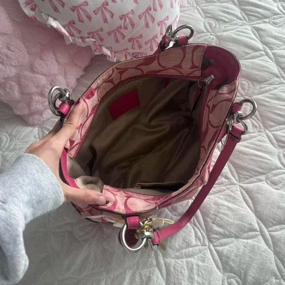 🌺🩷 💖 Y2K Coach Barbie Pink Monogram Tote Bag 💖 🤎🌆