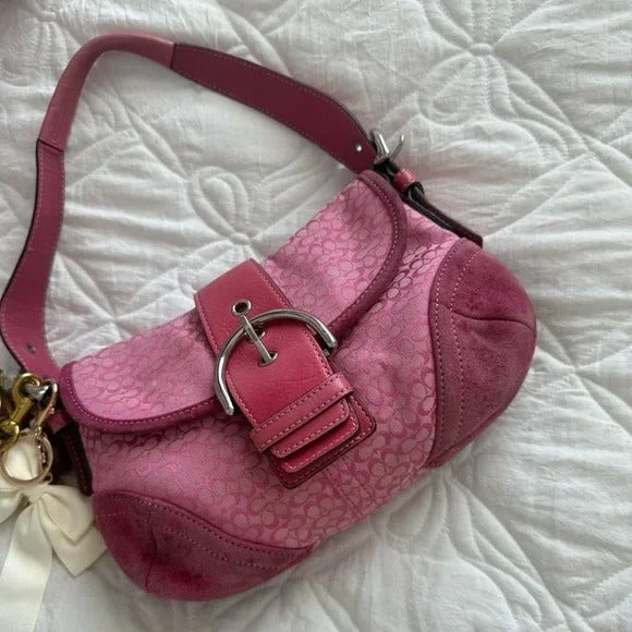 🌺🩷 💖 Y2K Barbie Pink Coach Soho Mini Shoulder Bag 💖 🤎🌆