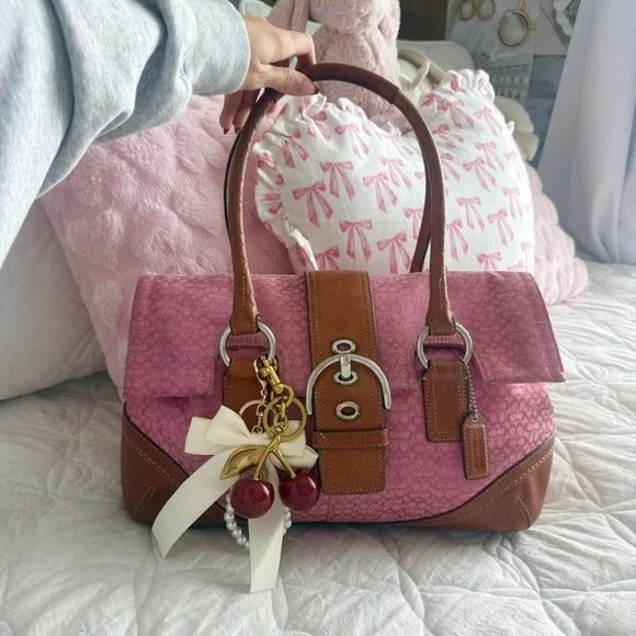 🌺🩷 💖 Y2K Pink Coach Monogram Satchel Bag 💖 🤎🌆
