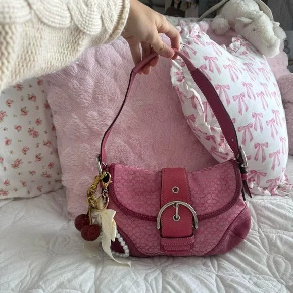 🌺🩷 💖 Y2K Barbie Pink Coach Soho Mini Shoulder Bag 💖 🤎🌆