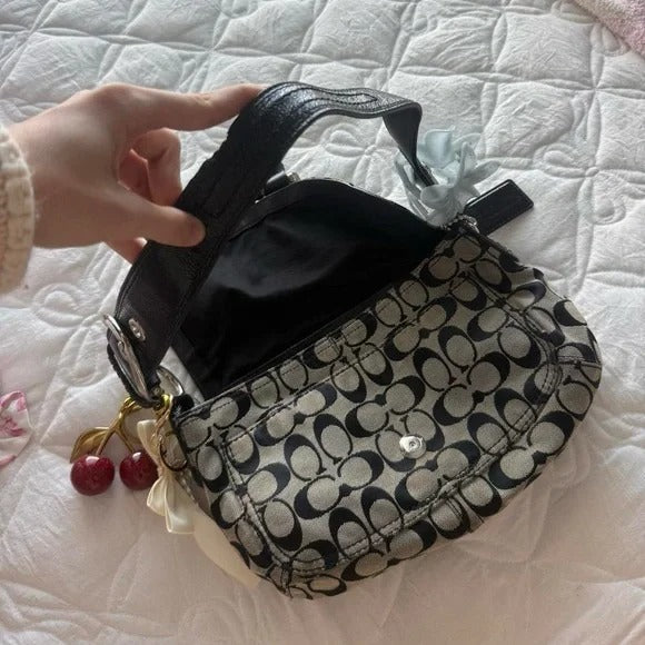 🌺🩷 🖤Y2K Coach Grey &amp; Black Soho Monogram Purse/Bag🖤 🤎🌆
