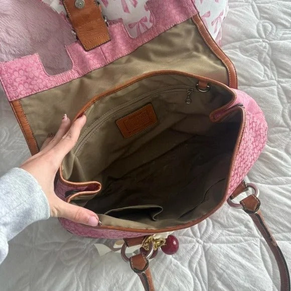 🌺🩷 💖 Y2K Pink Coach Monogram Satchel Bag 💖 🤎🌆
