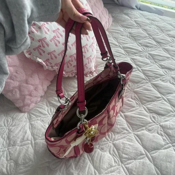 🌺🩷 💖 Y2K Coach Barbie Pink Monogram Tote Bag 💖 🤎🌆