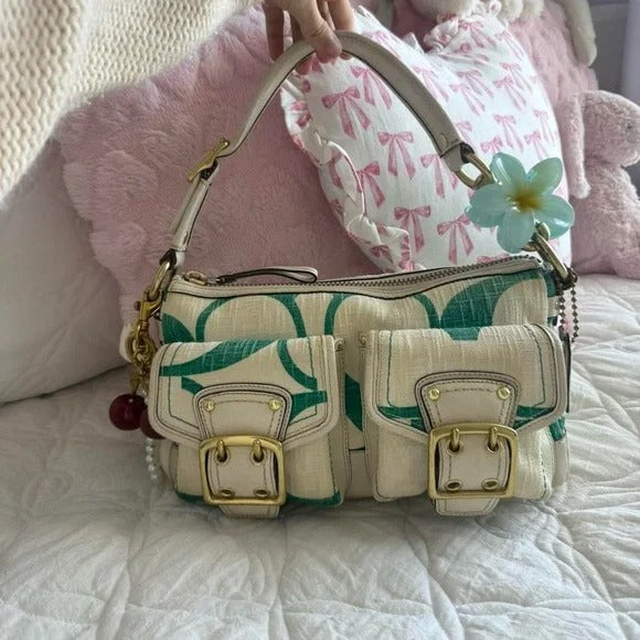 🌺🩷 💚 Y2K Coach Legacy Mandy Green Signature Shoulder Bag (Special Edition) 💚 🤎🌆