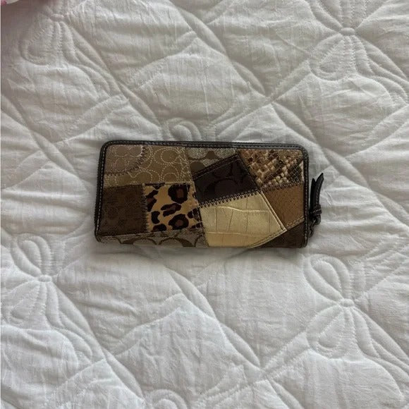 🌺🩷 🐆 Y2K Coach Brown Cheetah/Leopard Print Patchwork Carly Bag + Matching Wallet 🐆 🤎🌆