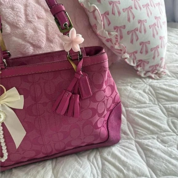 🌺🩷 💖 Y2K Coach Hot Pink Hamptons Tote Bag/Purse 💖 🤎🌆