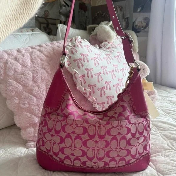 🌺🩷 💖 Y2K Rare Barbie Pink Coach Hampton Clip Shoulder Bag 💖 🤎🌆