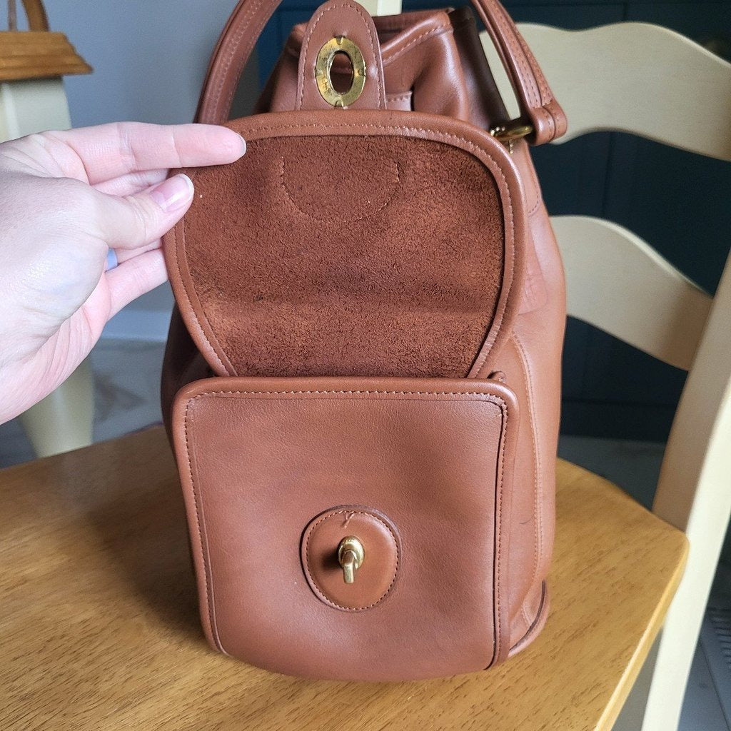 🌺🩷 Vintage Coach Handle Backpack 9992 British Tan 🤎🌆