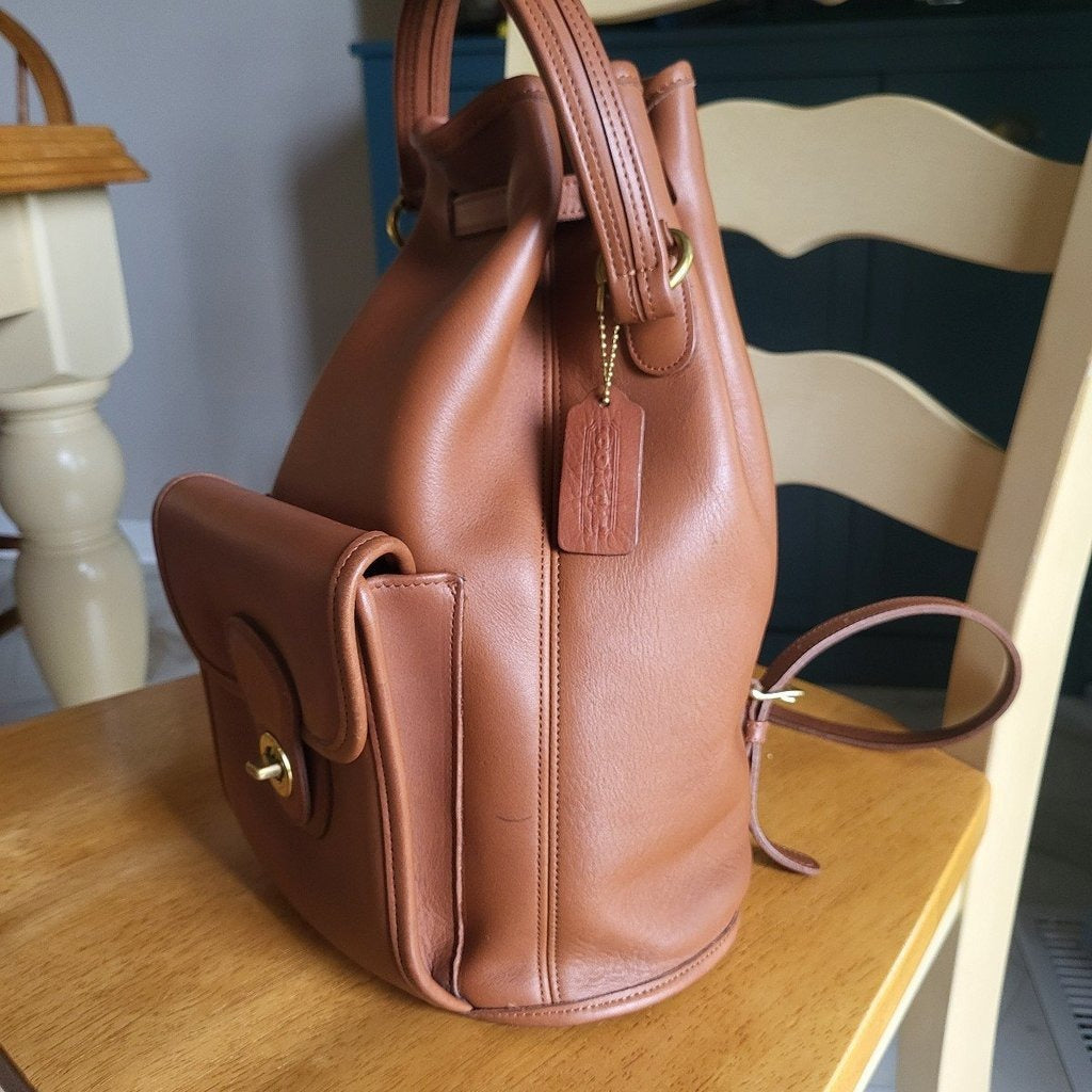 🌺🩷 Vintage Coach Handle Backpack 9992 British Tan 🤎🌆