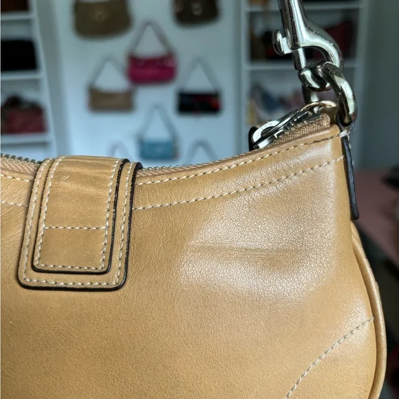 🌺🩷 Y2K Coach Demi Buckle Tan Leather Bag🌲🍀 🤎🌆