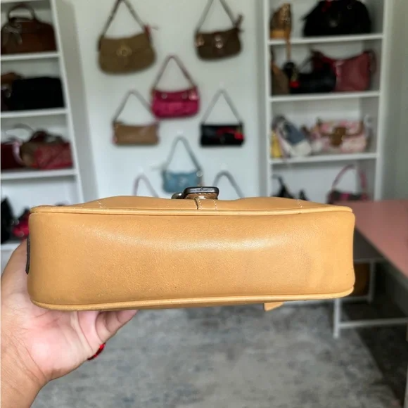 🌺🩷 Y2K Coach Demi Buckle Tan Leather Bag🌲🍀 🤎🌆