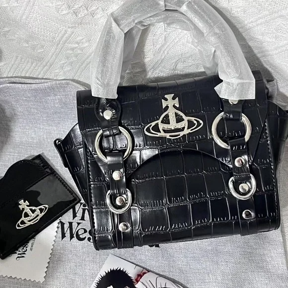 🌺🩷 Vivienne Westwood BETTY MINI Croc Handbag💜🍇 🤎🌆