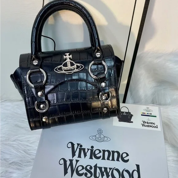 🌺🩷 Vivienne Westwood BETTY MINI Croc Handbag💜🍇 🤎🌆