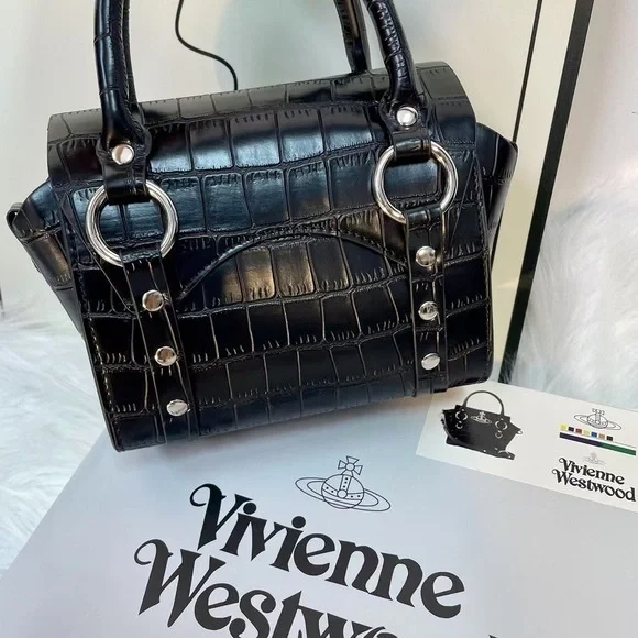 🌺🩷 Vivienne Westwood BETTY MINI Croc Handbag💜🍇 🤎🌆