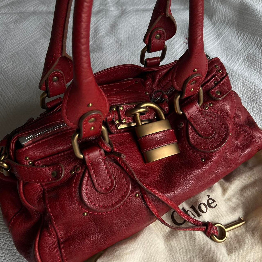 🌺🩷 Gorgeous Red Chloe Paddington Bag With Gold Hardware🍒❤️‍🔥 🤎🌆