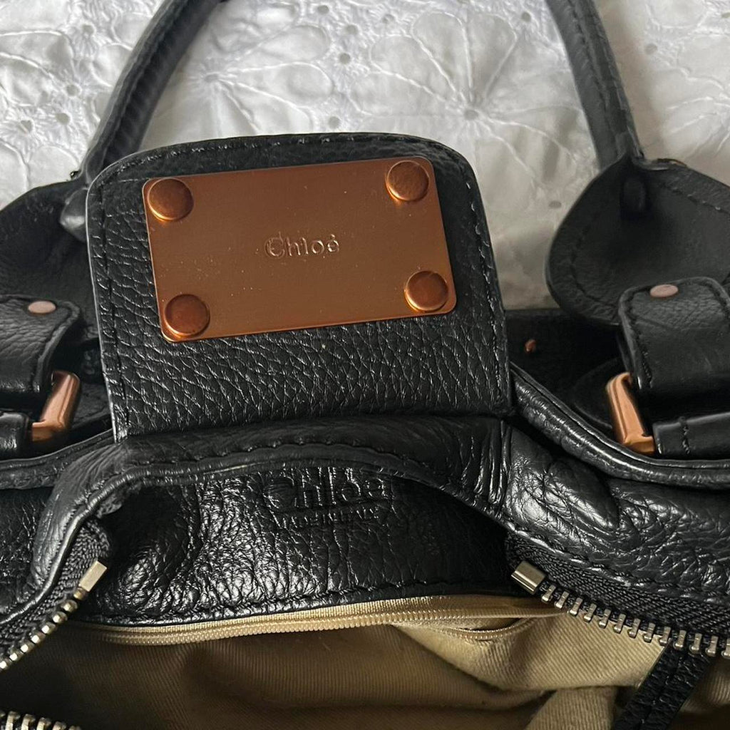 🌺🩷 Stunning Authentic Black Chloe Paddington Bag With Bronze Hardware And Crystal Lock💙🌀 🤎🌆