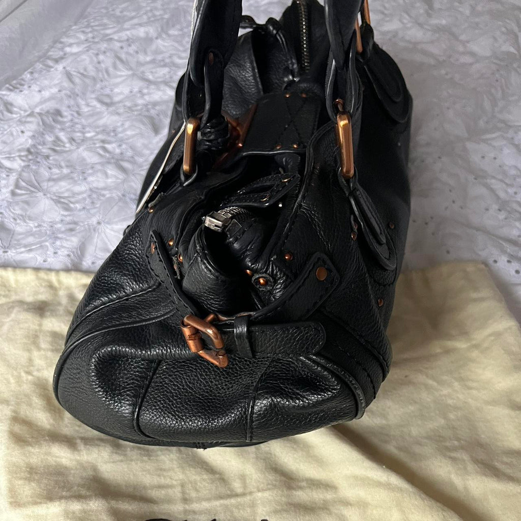 🌺🩷 Stunning Authentic Black Chloe Paddington Bag With Bronze Hardware And Crystal Lock💙🌀 🤎🌆