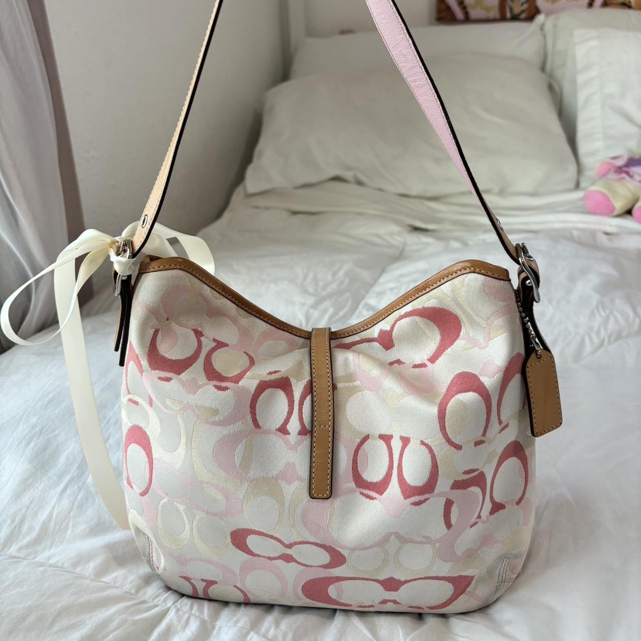 🌺🩷 Vintage Coach Optic Pink Purse🩷🍒 🤎🌆