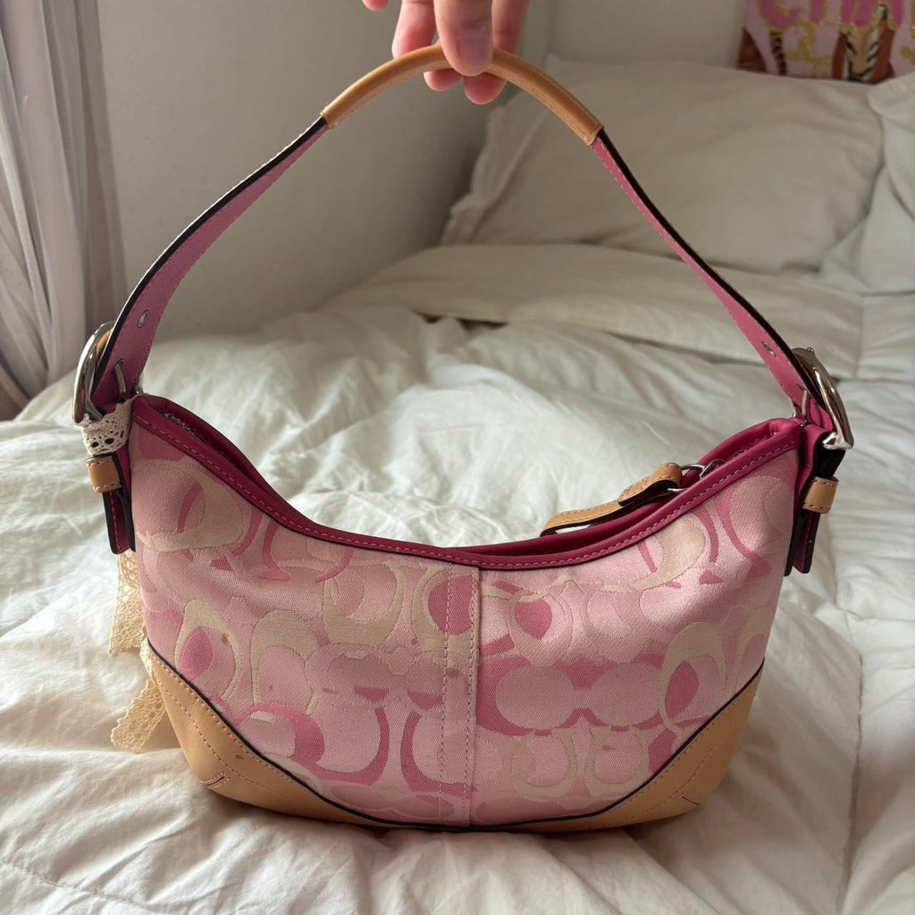 🌺🩷 Mini Vintage Coach Hobo In Optic Pink💜🍇 🤎🌆