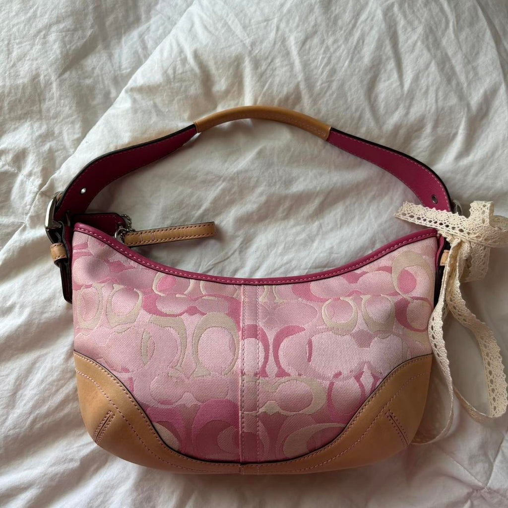 🌺🩷 Mini Vintage Coach Hobo In Optic Pink💜🍇 🤎🌆
