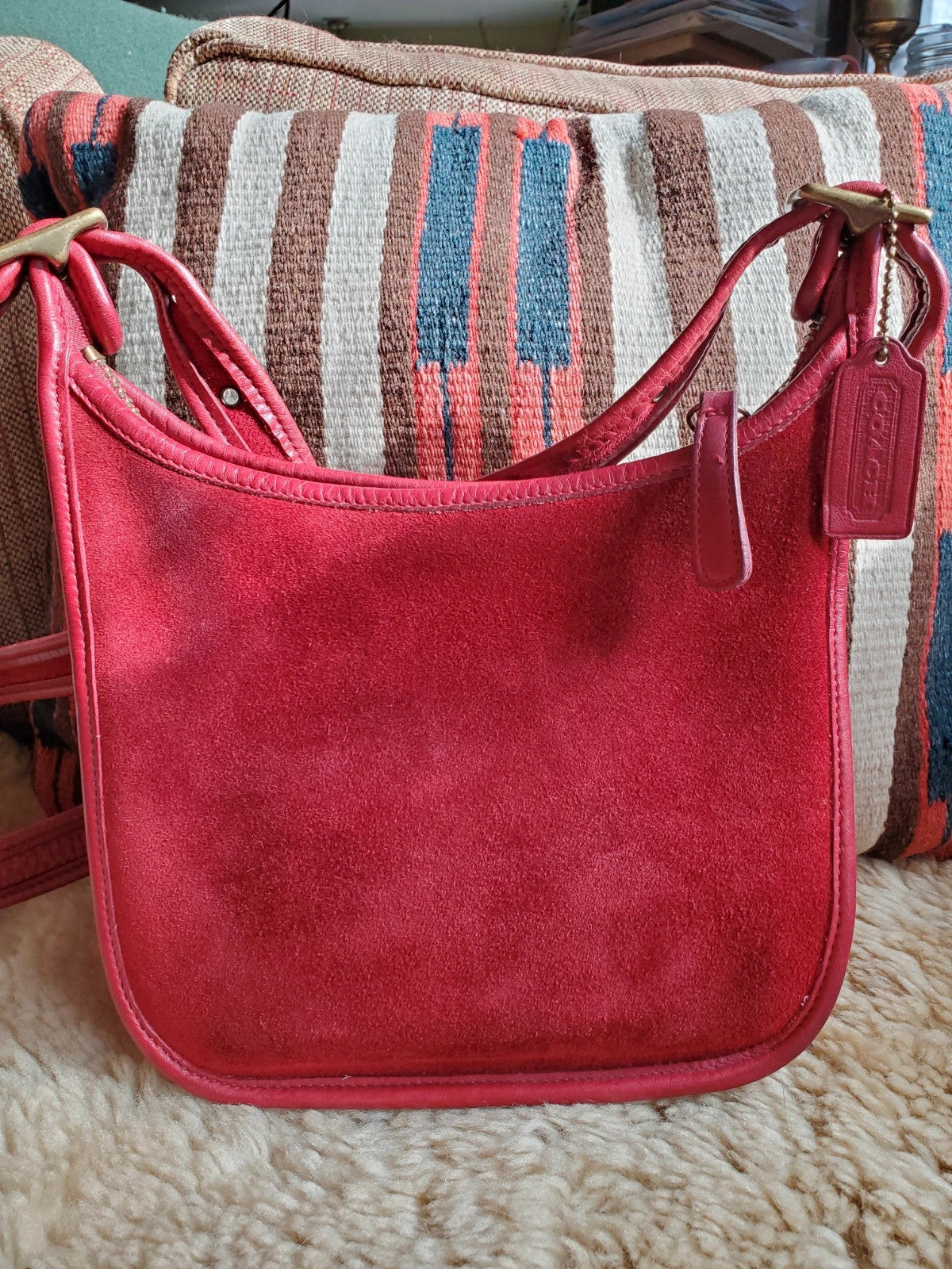 🌺🩷 Coach Vintage Janice In Berkeley Suede Red🌺🩷 🤎🌆
