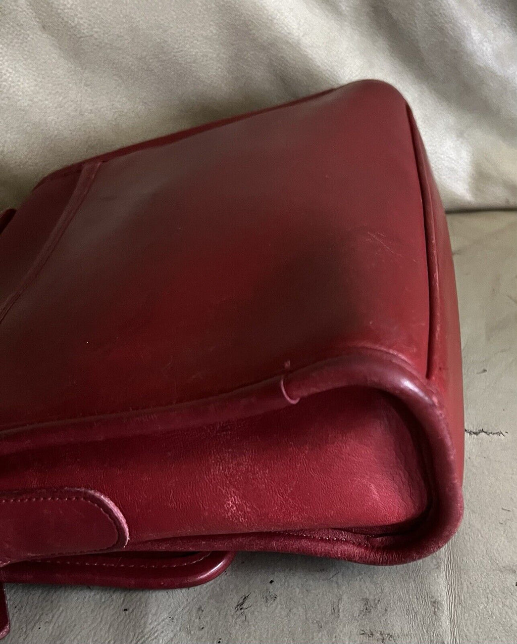 🌺🩷 Vintage Coach Purse 9870 Red Leather Court Top Handle Bag Crossbody 🍒❤️‍🔥 🤎🌆