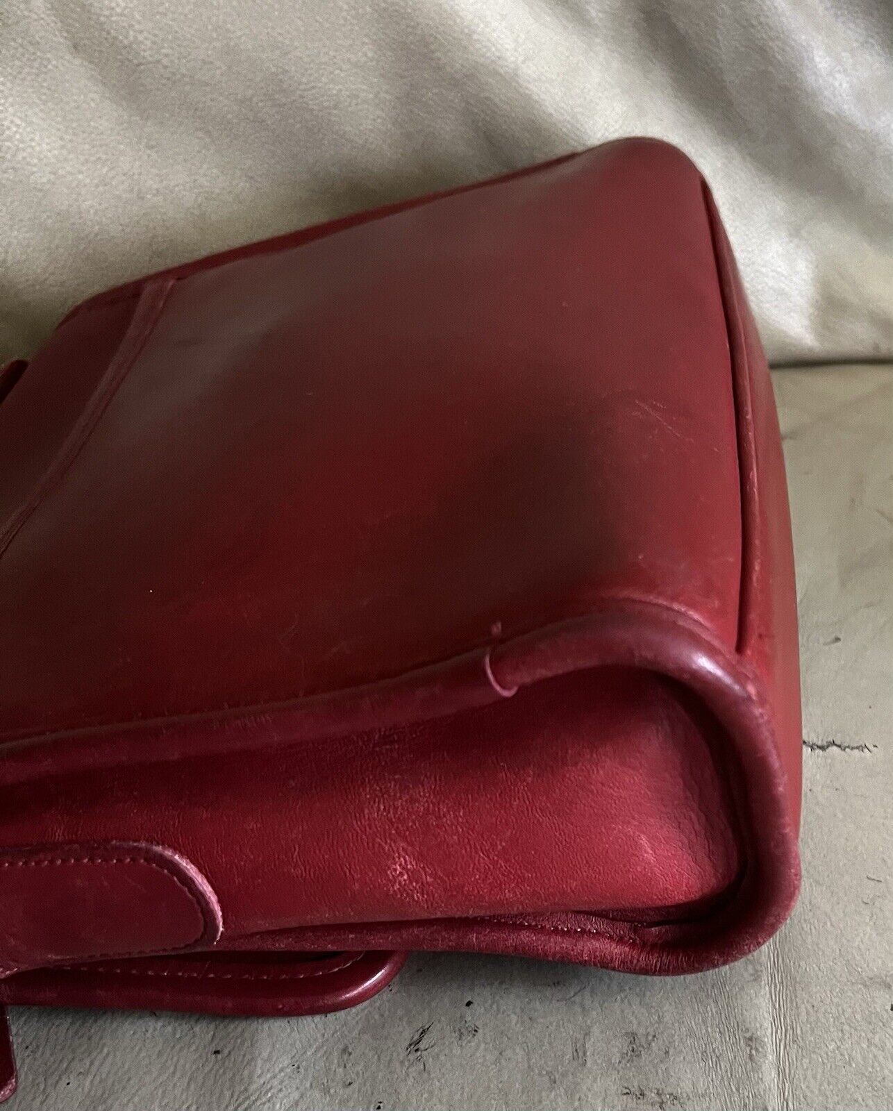 🌺🩷 Vintage Coach Purse 9870 Red Leather Court Top Handle Bag Crossbody 🍒❤️‍🔥 🤎🌆