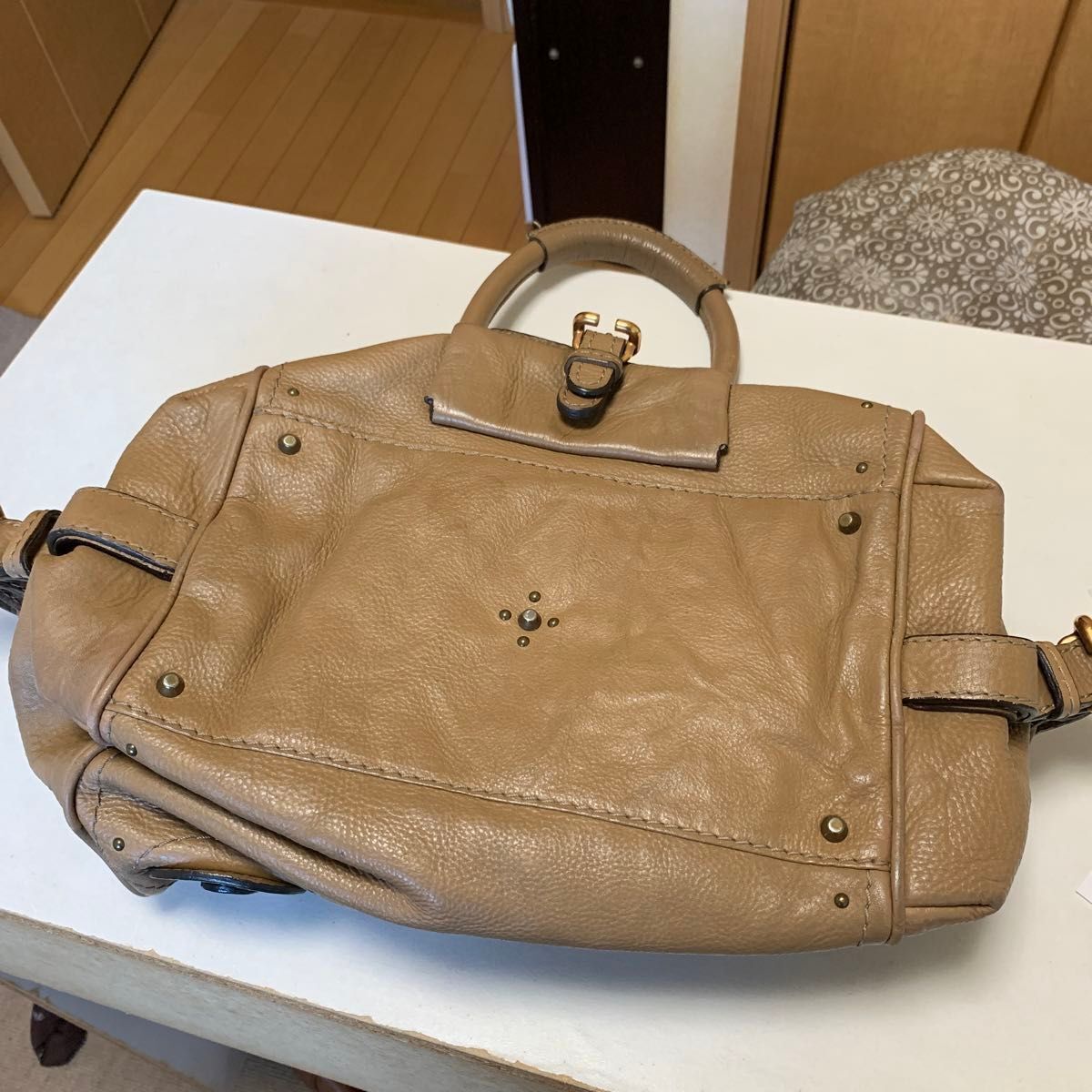 🌺🩷 Chloe Paddington Mini Boston Bag Handbag Beige With Gold Padlock Leather✨🔥 🤎🌆