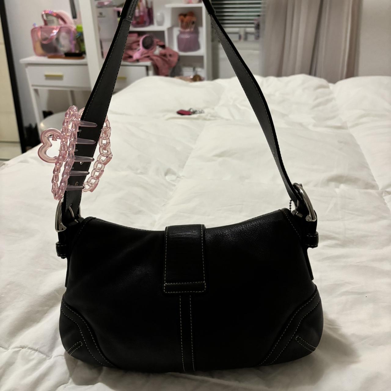 🌺🩷 Vintage Coach Black Leather Mini Soho💜🍇 🤎🌆