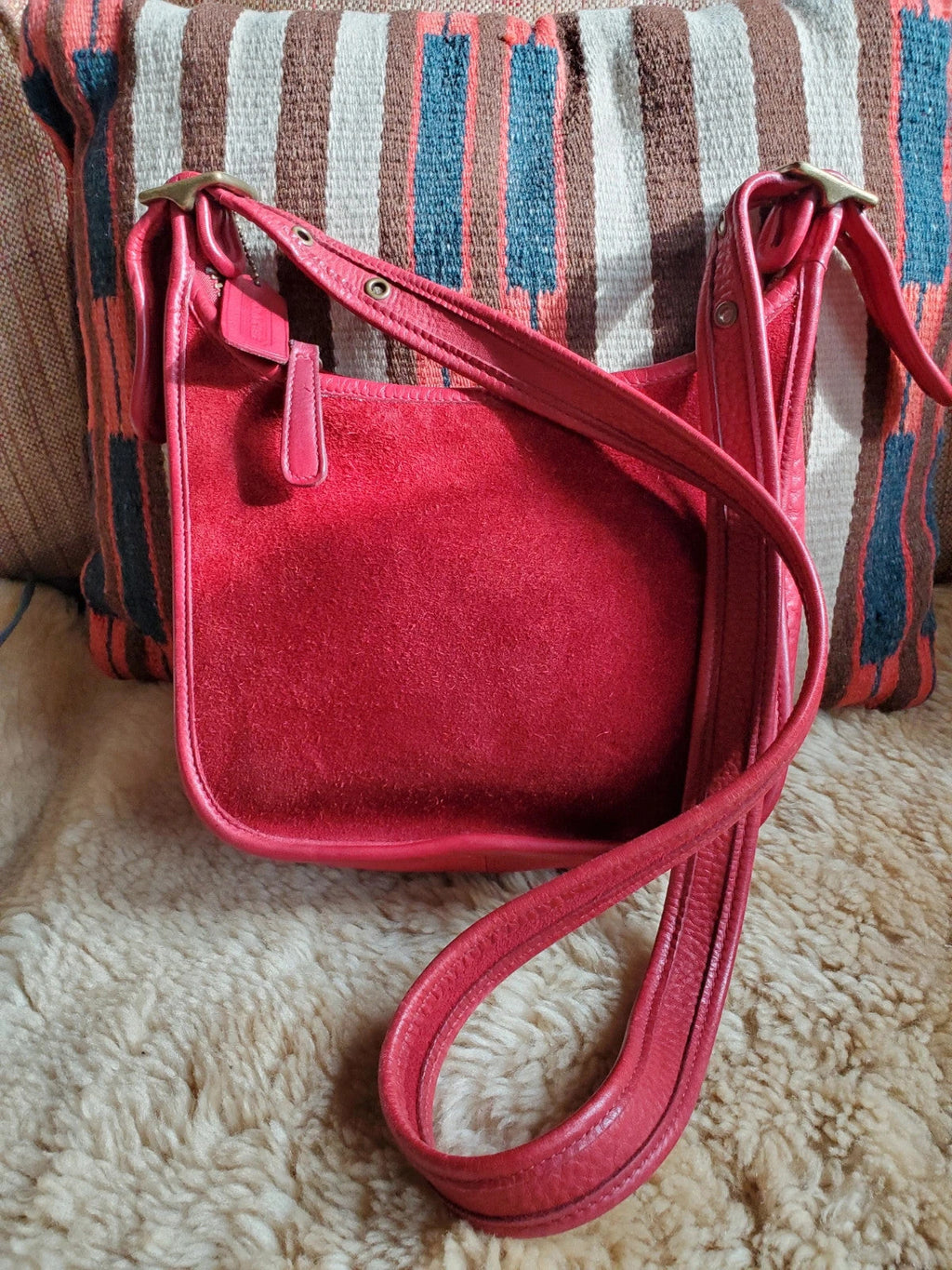🌺🩷 Coach Vintage Janice In Berkeley Suede Red🌺🩷 🤎🌆