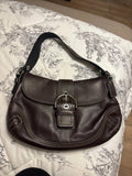 🌺🩷 Coach F10192 Medium Vintage Soho Top Flap Y2K Black Leather Shoulder Bag🤎🌆 🤎🌆