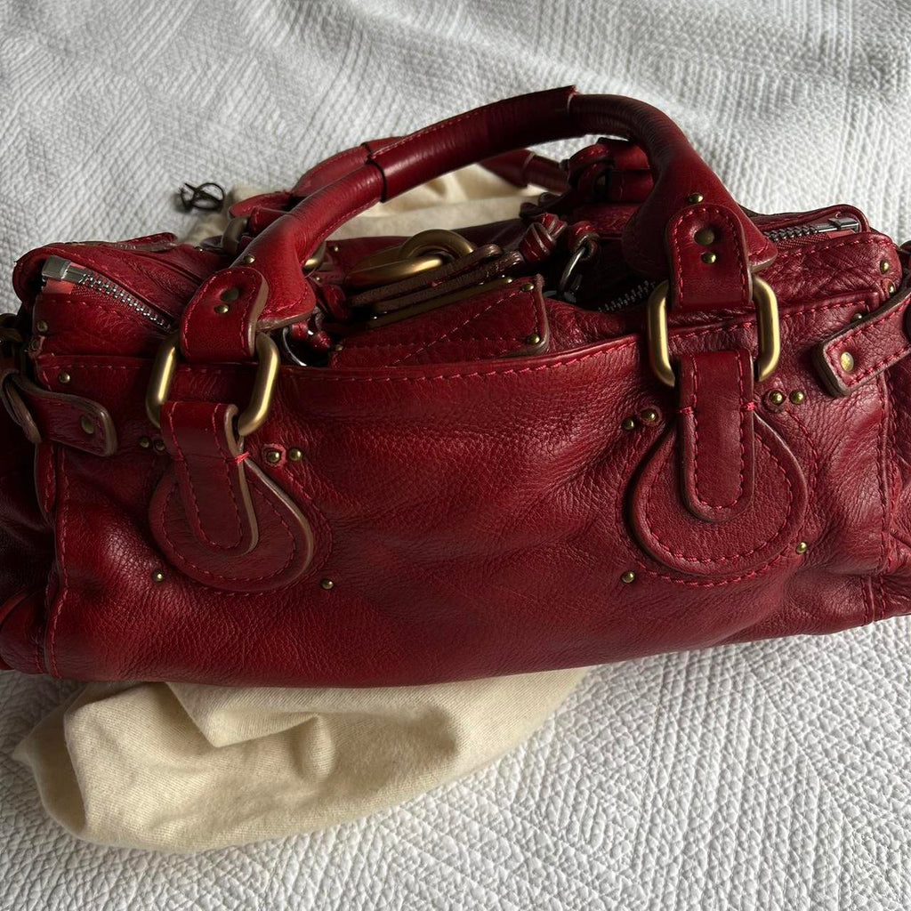 🌺🩷 Gorgeous Red Chloe Paddington Bag With Gold Hardware🍒❤️‍🔥 🤎🌆