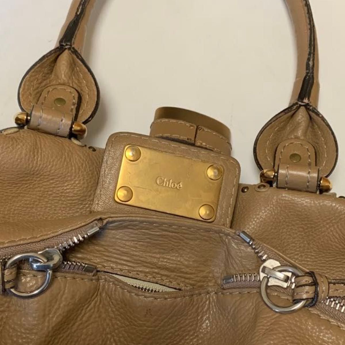 🌺🩷 Chloe Paddington Mini Boston Bag Handbag Beige With Gold Padlock Leather✨🔥 🤎🌆
