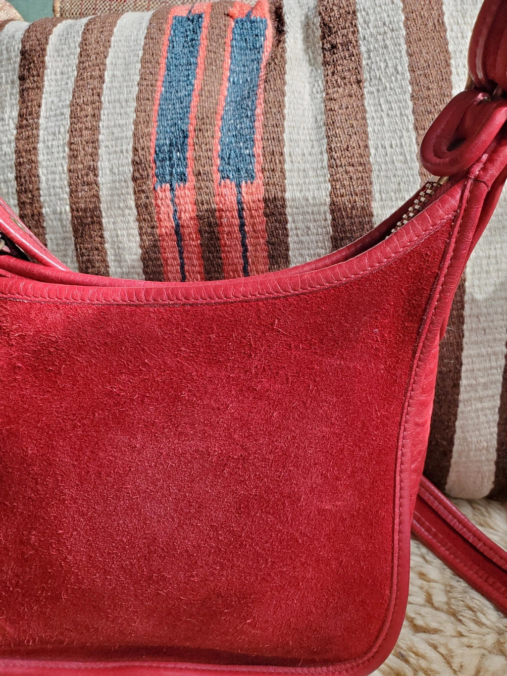 🌺🩷 Coach Vintage Janice In Berkeley Suede Red🌺🩷 🤎🌆