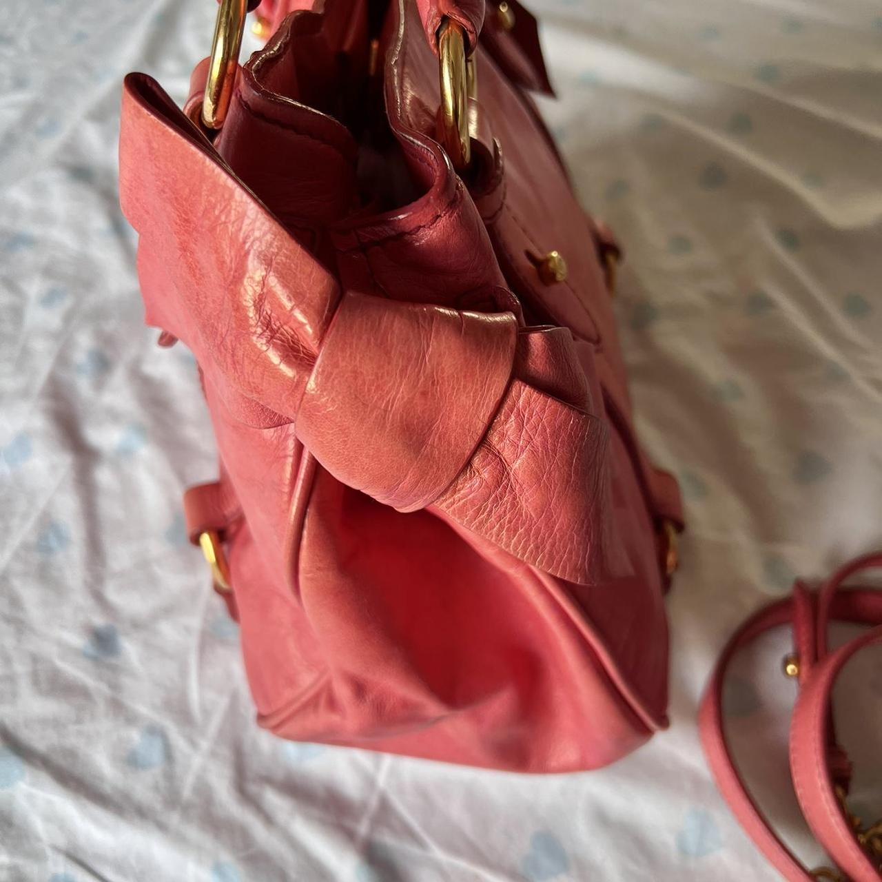 🌺🩷 Authentic Pink Miu Miu Vitello Lux Bow Bag With Gold Hardware🍒❤️‍🔥 🤎🌆