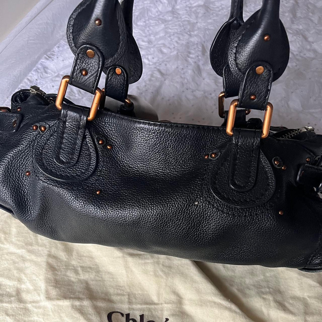 🌺🩷 Stunning Authentic Black Chloe Paddington Bag With Bronze Hardware And Crystal Lock💙🌀 🤎🌆