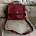 🌺🩷 Vintage Coach Purse 9870 Red Leather Court Top Handle Bag Crossbody 🍒❤️‍🔥 🤎🌆