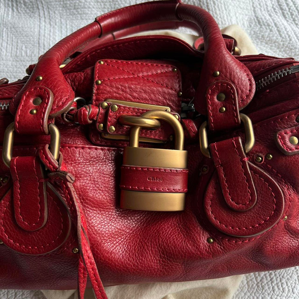 🌺🩷 Gorgeous Red Chloe Paddington Bag With Gold Hardware🍒❤️‍🔥 🤎🌆