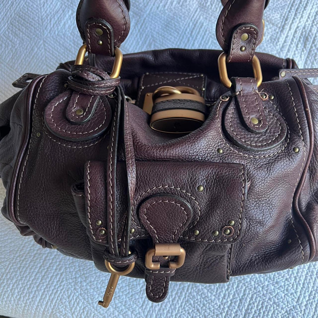 🌺🩷 Brown Chloe Paddington Bag With Gold Hardware🤎🌆 🤎🌆