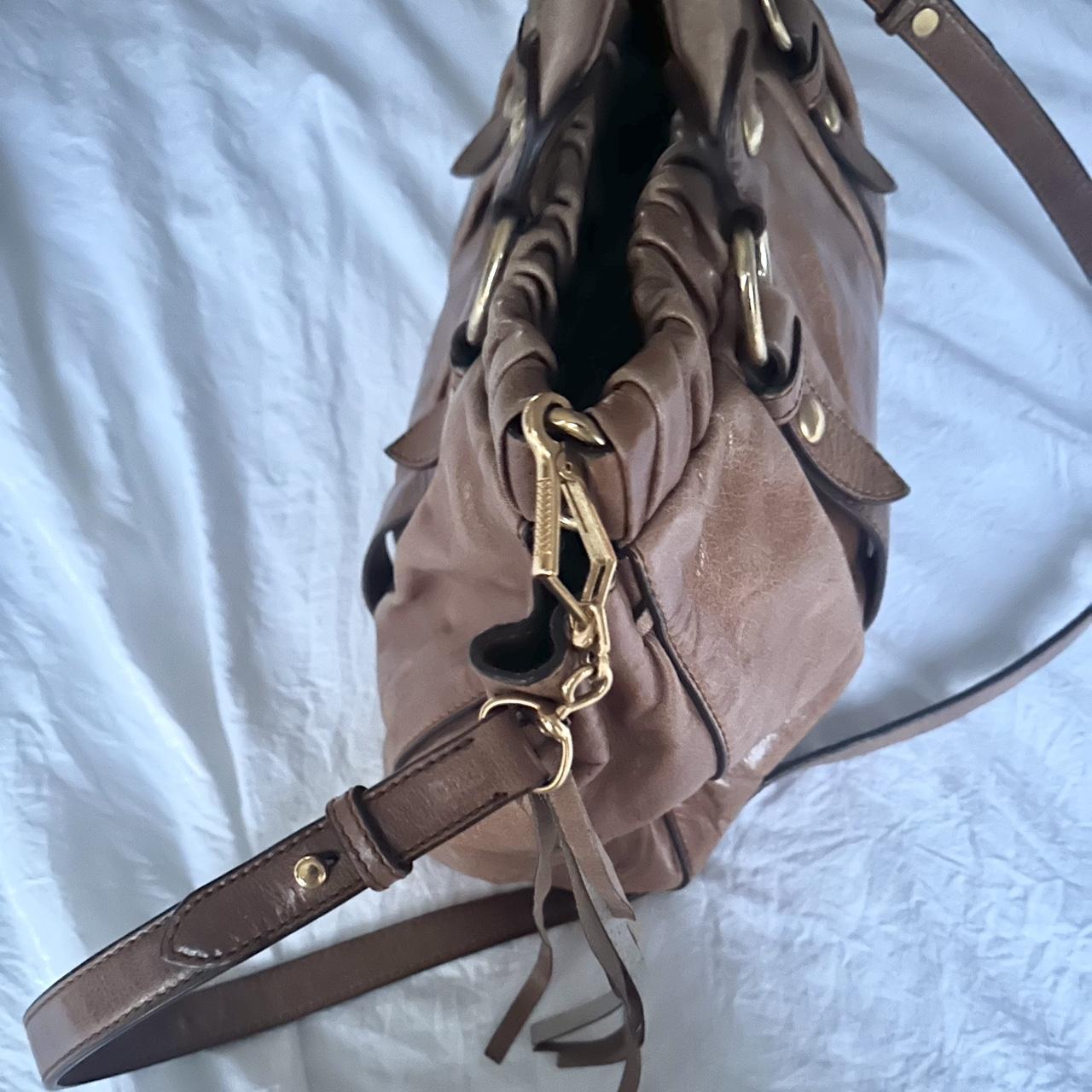 🌺🩷 Authentic Brown Miu Miu Vitello Leather Bag With Gold Hardware And Removable Strap🍂✨ 🤎🌆